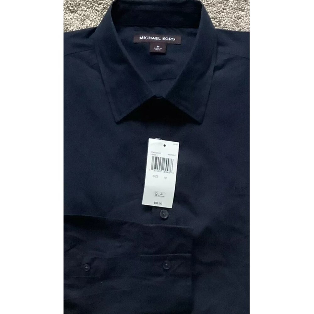 New Men's Michael Kors Long Sleeve Shirt Size M Midnight MSRP $98